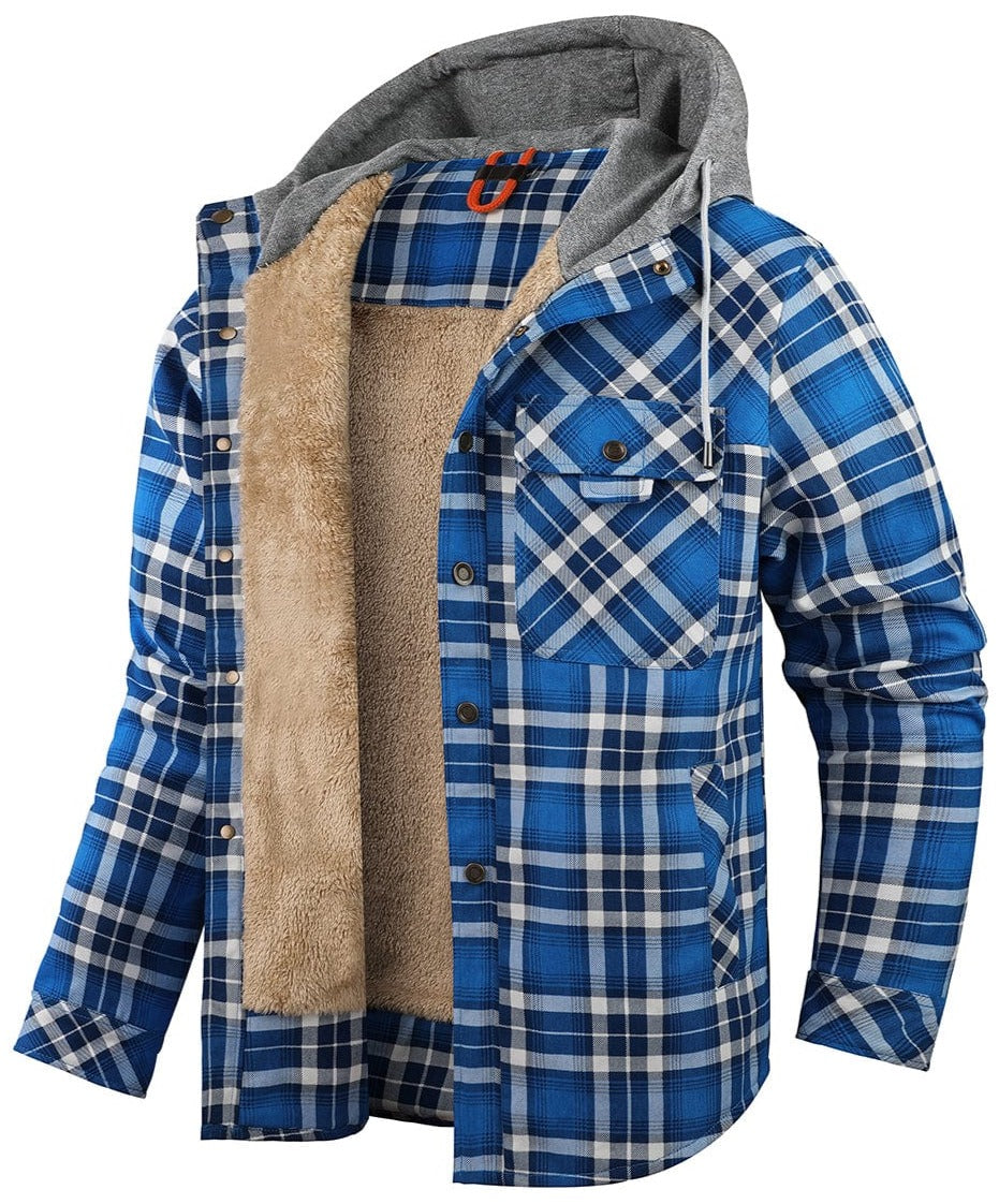 Herren Winterjacke Kariert Mit Kapuze | Warm