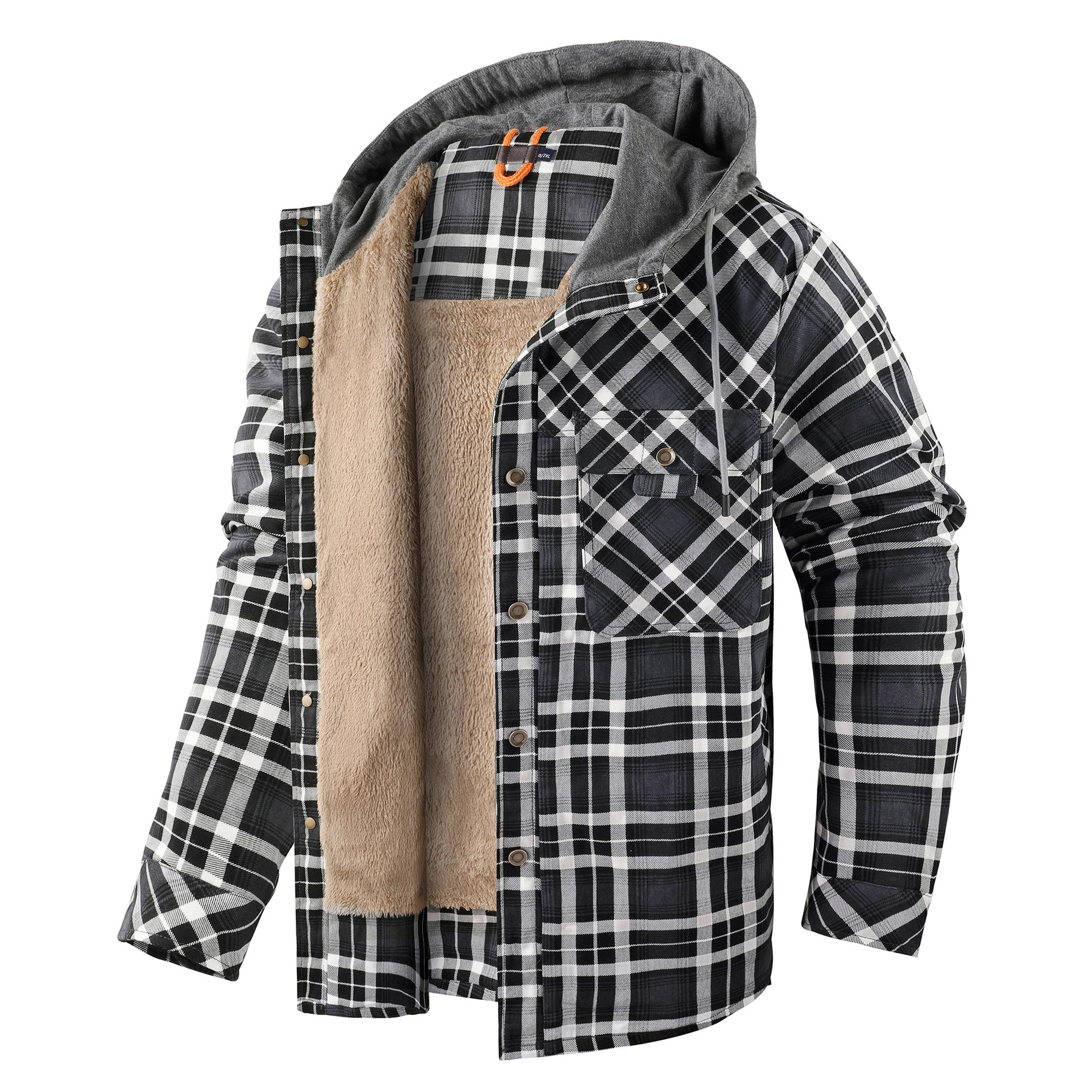 Herren Winterjacke Kariert Mit Kapuze | Warm
