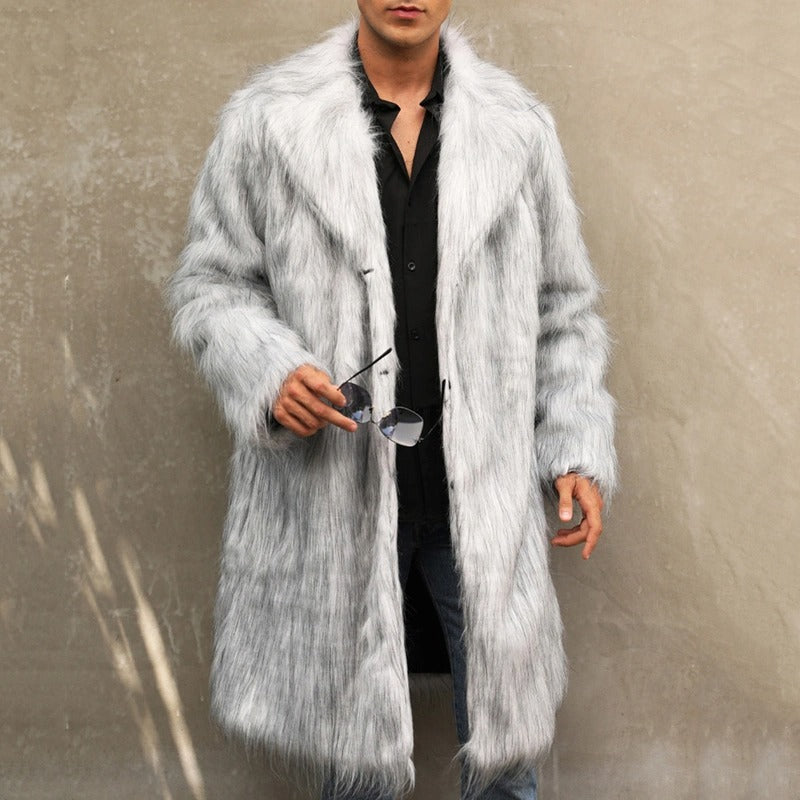 Herren Wintermantel Kunstpelz Lang | Warm