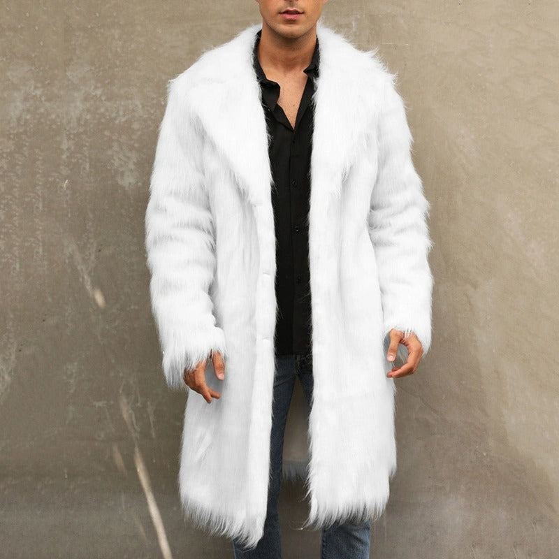 Herren Wintermantel Kunstpelz Lang | Warm
