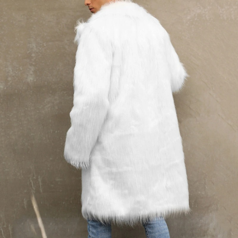 Herren Wintermantel Kunstpelz Lang | Warm