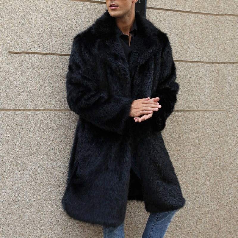 Herren Wintermantel Kunstpelz Lang | Warm