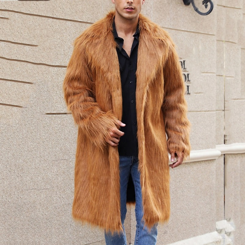 Herren Wintermantel Kunstpelz Lang | Warm