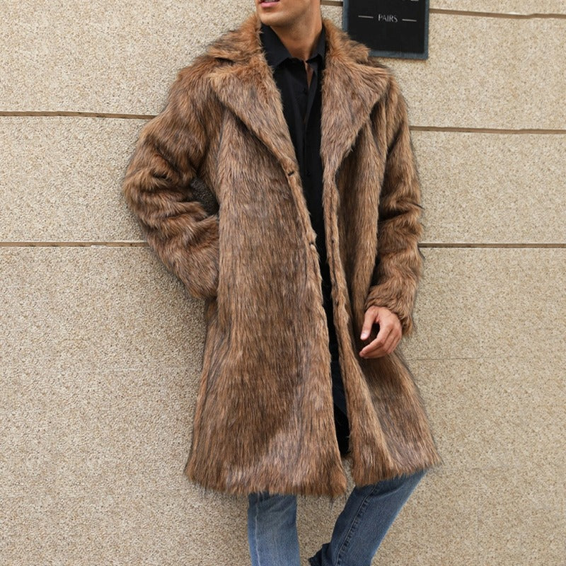 Herren Wintermantel Kunstpelz Lang | Warm