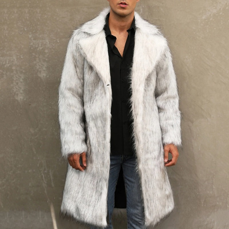 Herren Wintermantel Kunstpelz Lang | Warm