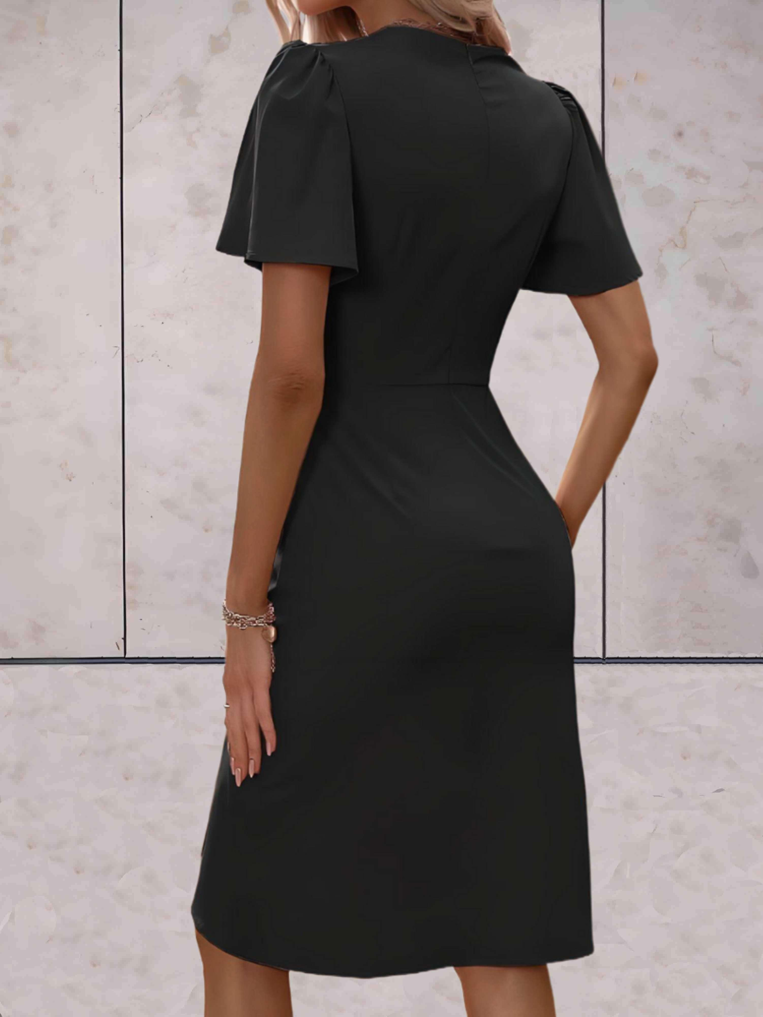 Hochzeitsgast Kleid Damen Kurzarm Mit Wickeloptik | Festlich