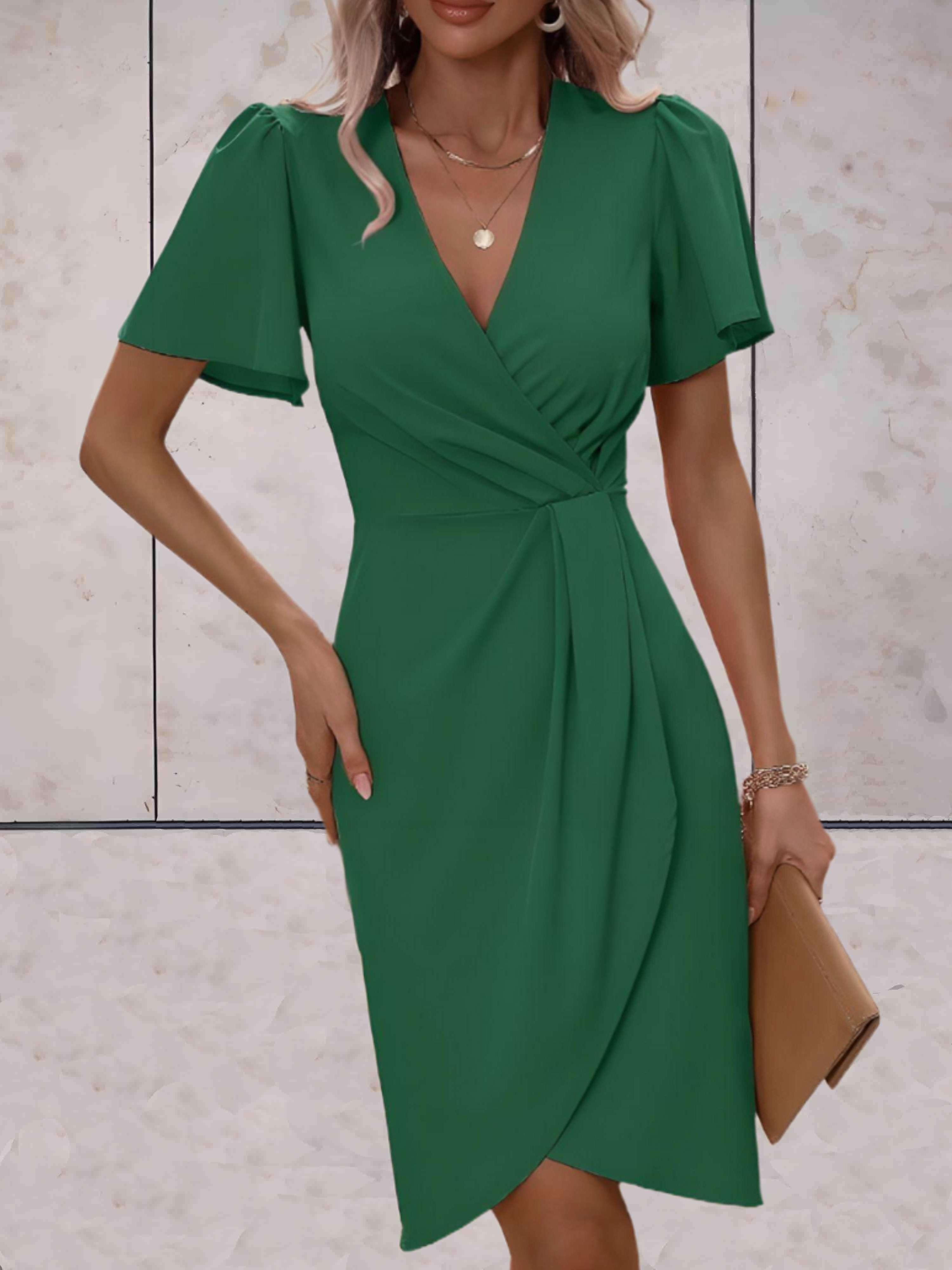 Hochzeitsgast Kleid Damen Kurzarm Mit Wickeloptik | Festlich
