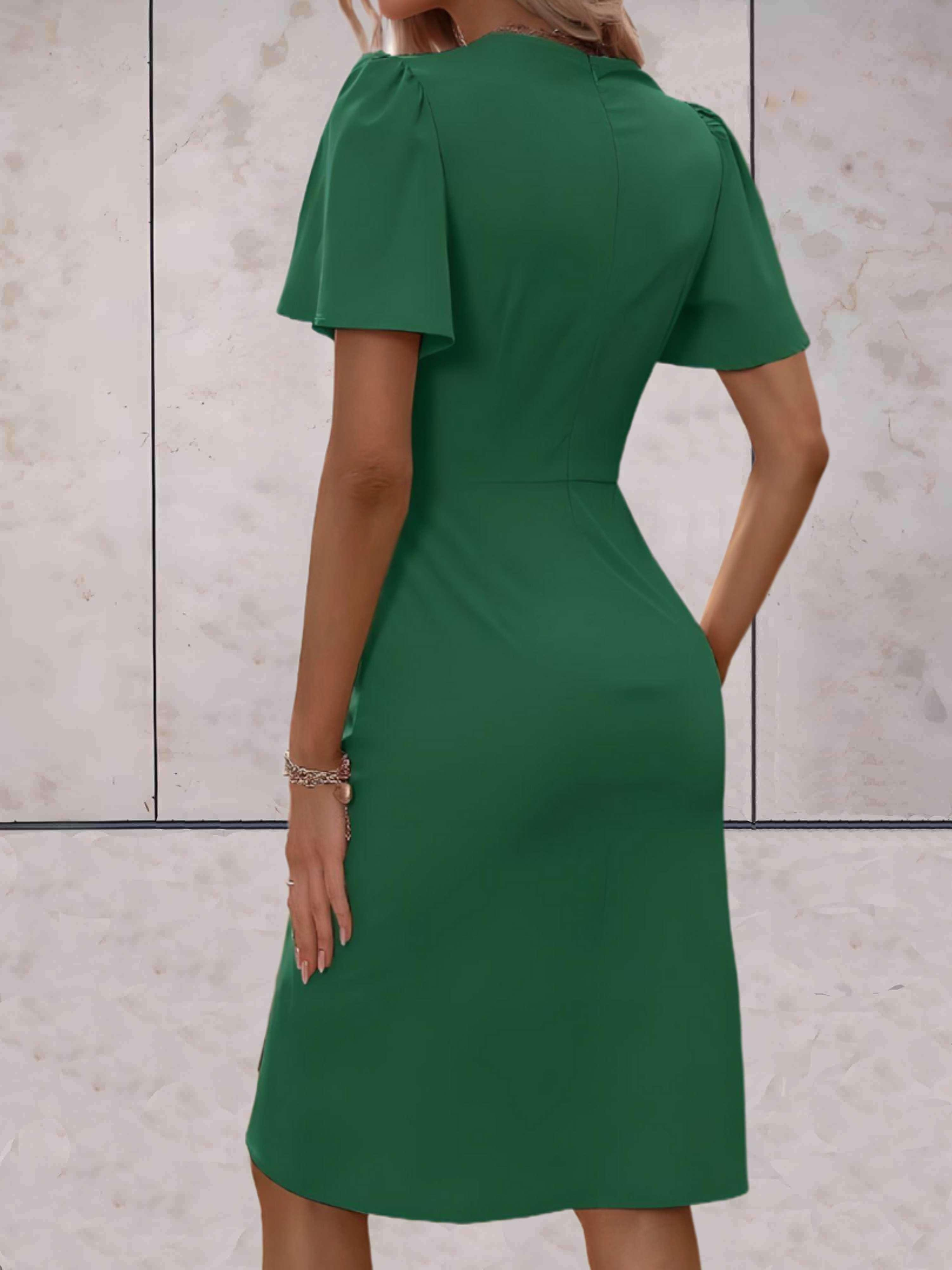 Hochzeitsgast Kleid Damen Kurzarm Mit Wickeloptik | Festlich