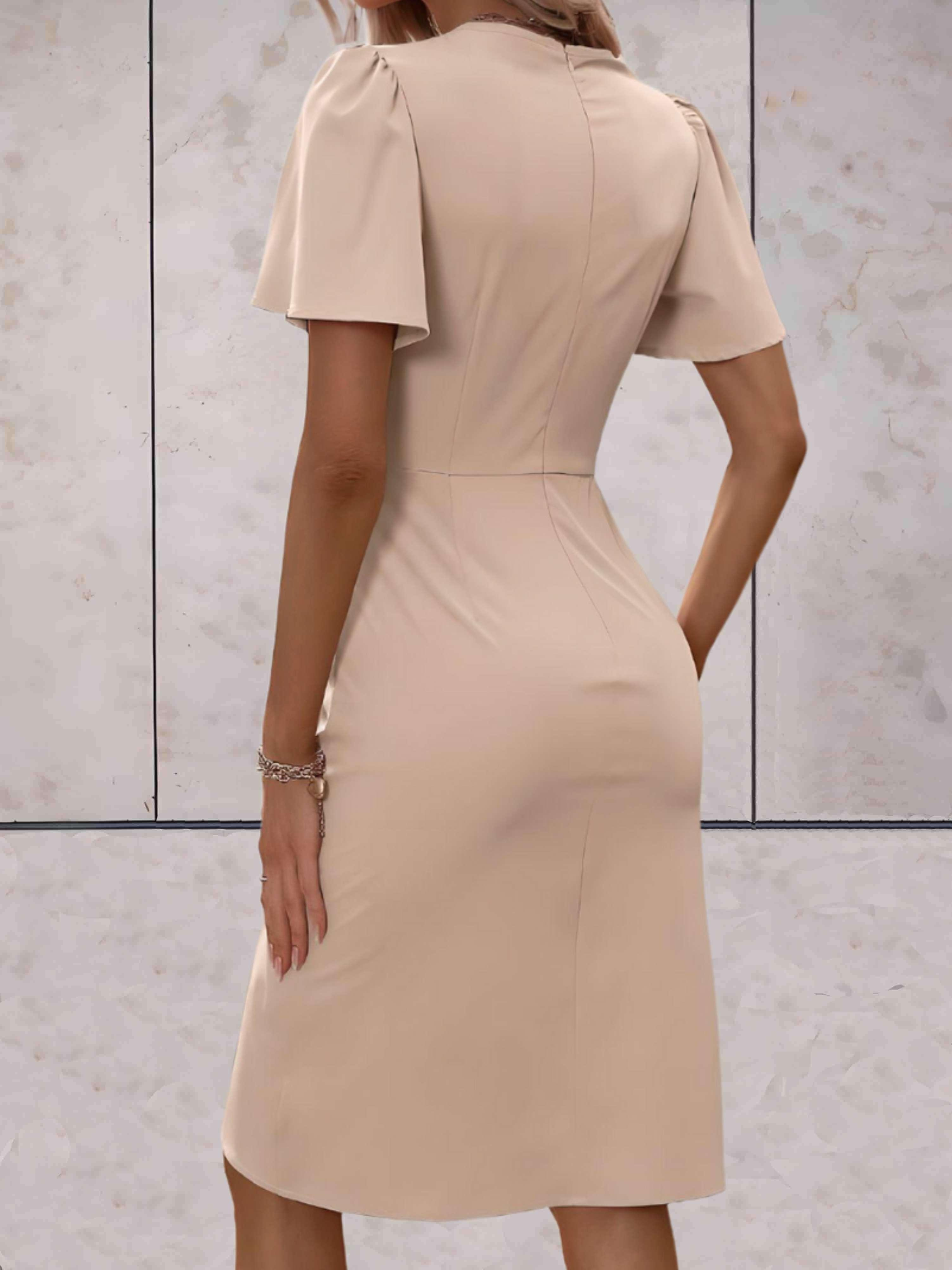 Hochzeitsgast Kleid Damen Kurzarm Mit Wickeloptik | Festlich