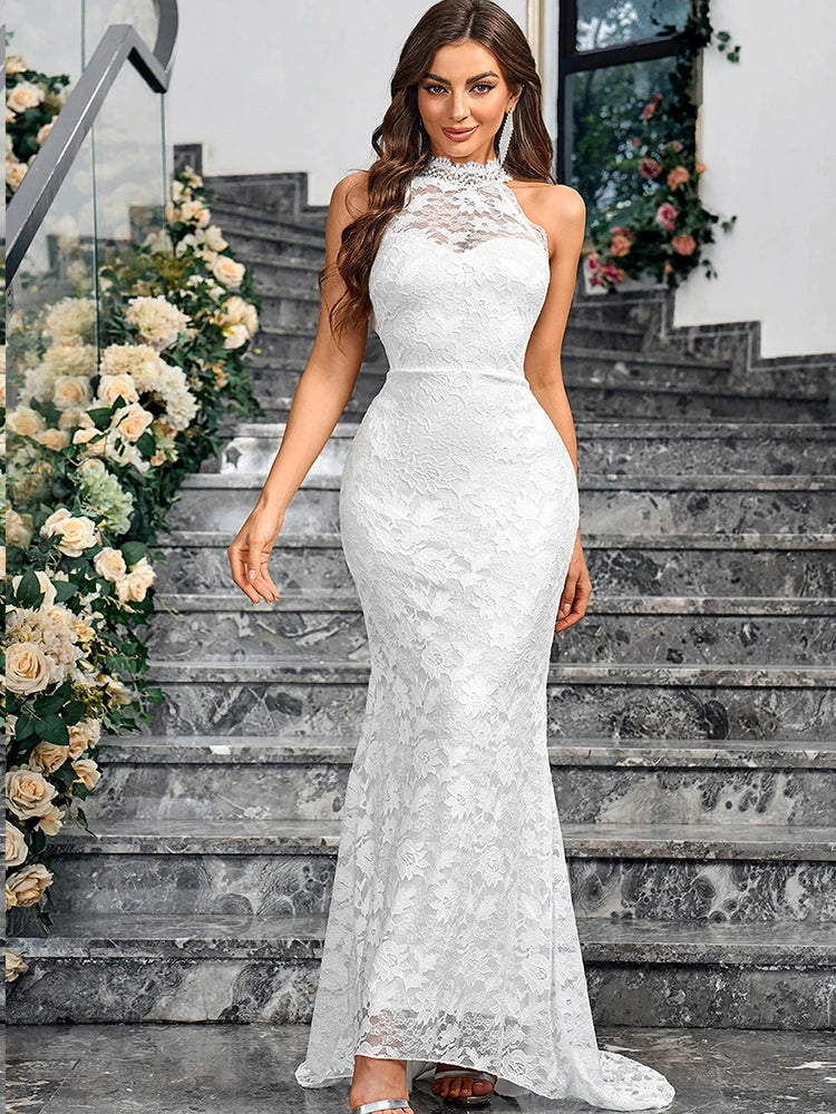 Hochzeitskleidung Damen Maxi Mit Neckholder | Elegant
