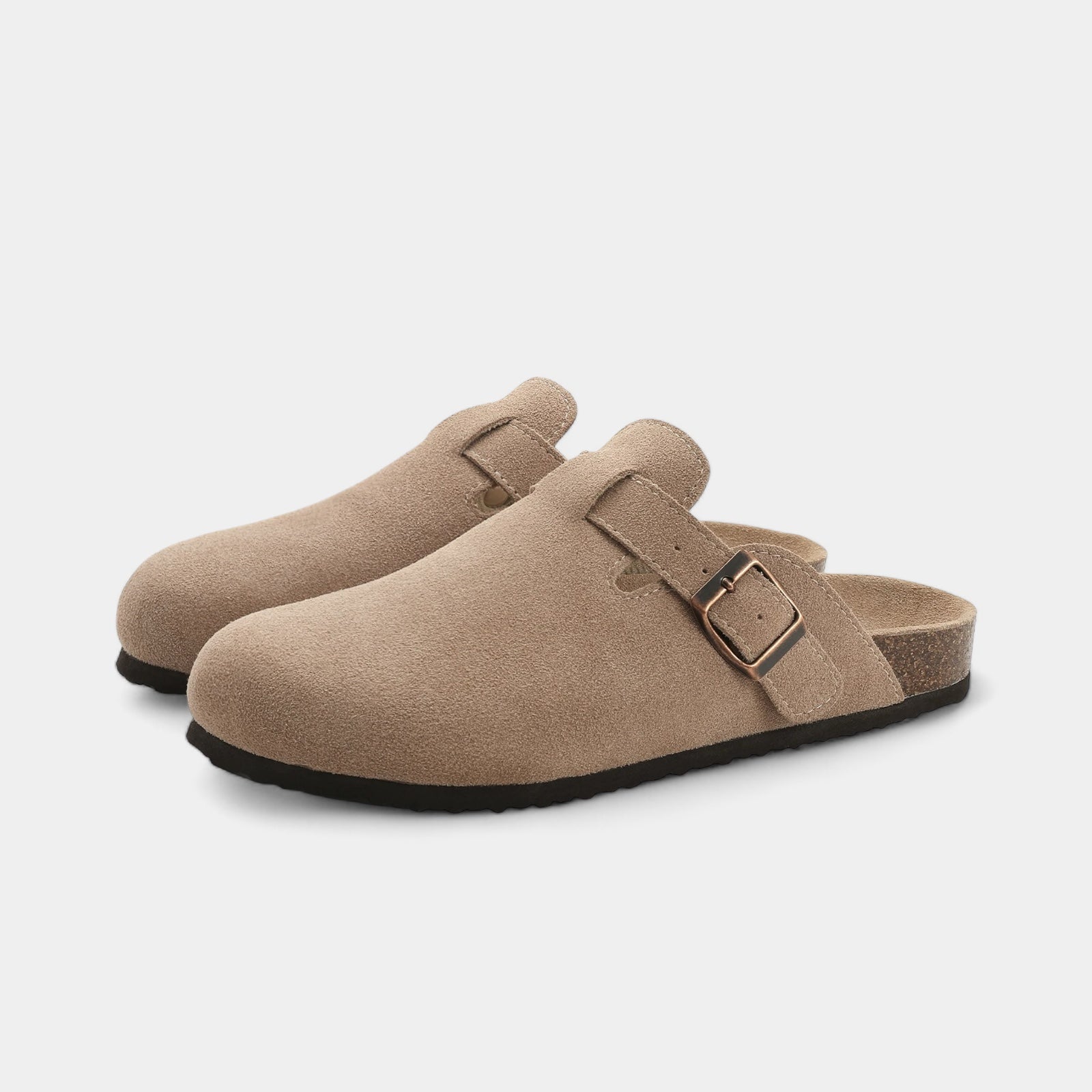 Kyle - Wildleder Pantoffel mit Schnalle und Korkfußbett