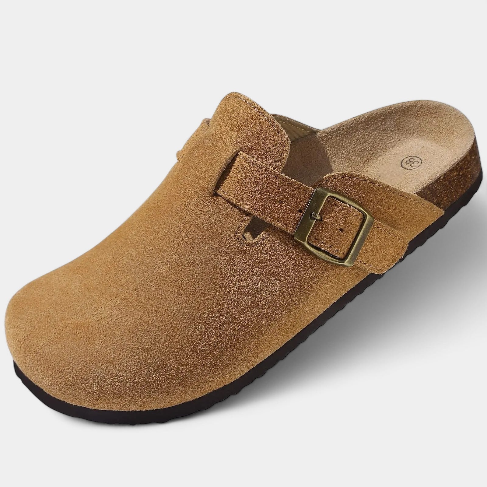 Kyle - Wildleder Pantoffel mit Schnalle und Korkfußbett