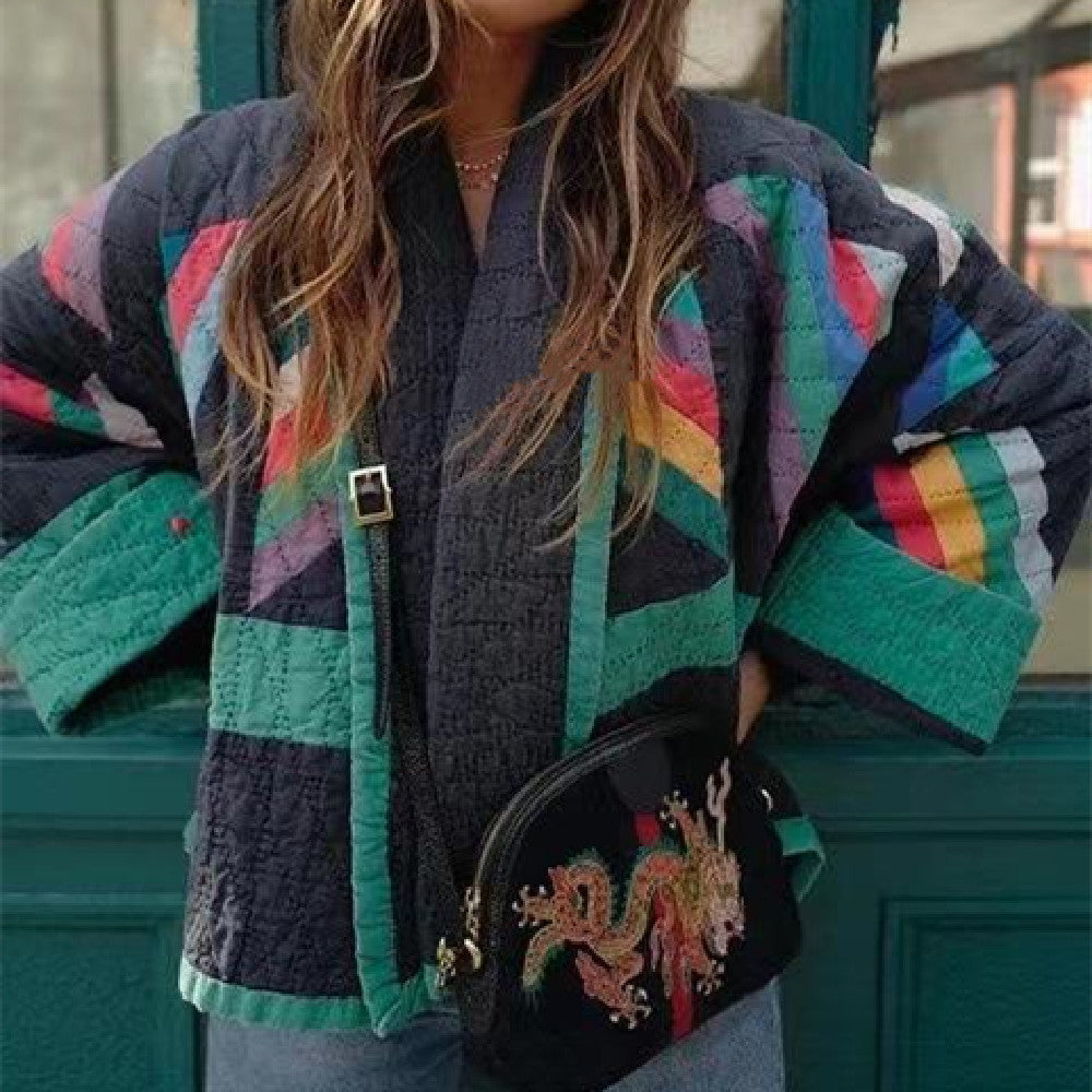 Leichte Damen Übergangsjacke Mit Muster | Kurz