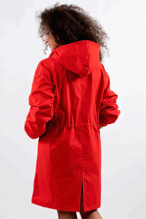 Leichte Regenjacke Damen Mit Kapuze Und Gummizug | Lang