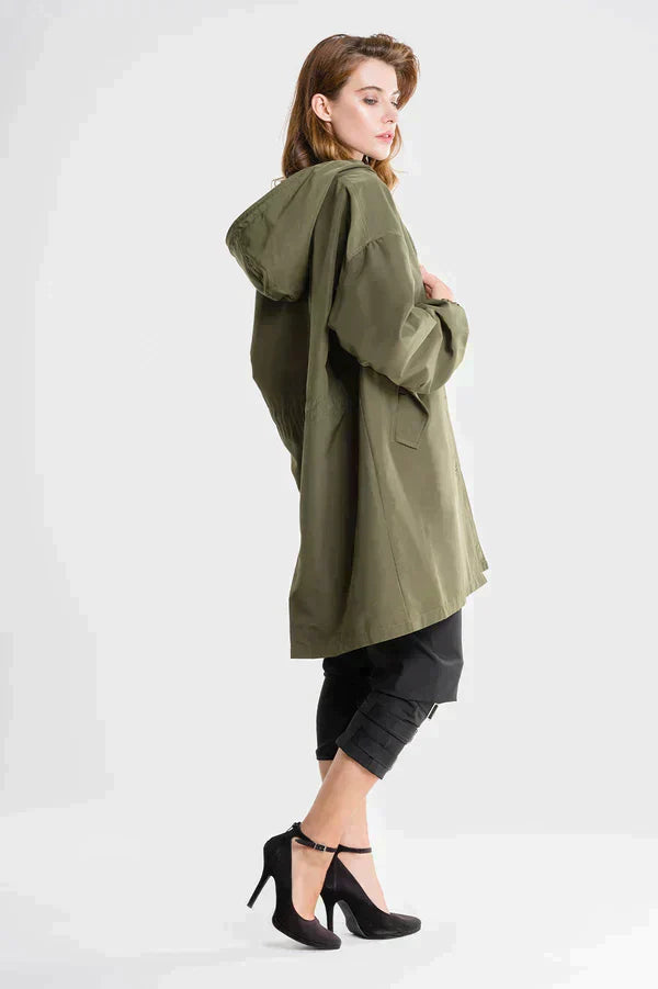 Leichte Regenjacke Damen Mit Kapuze Und Gummizug | Lang