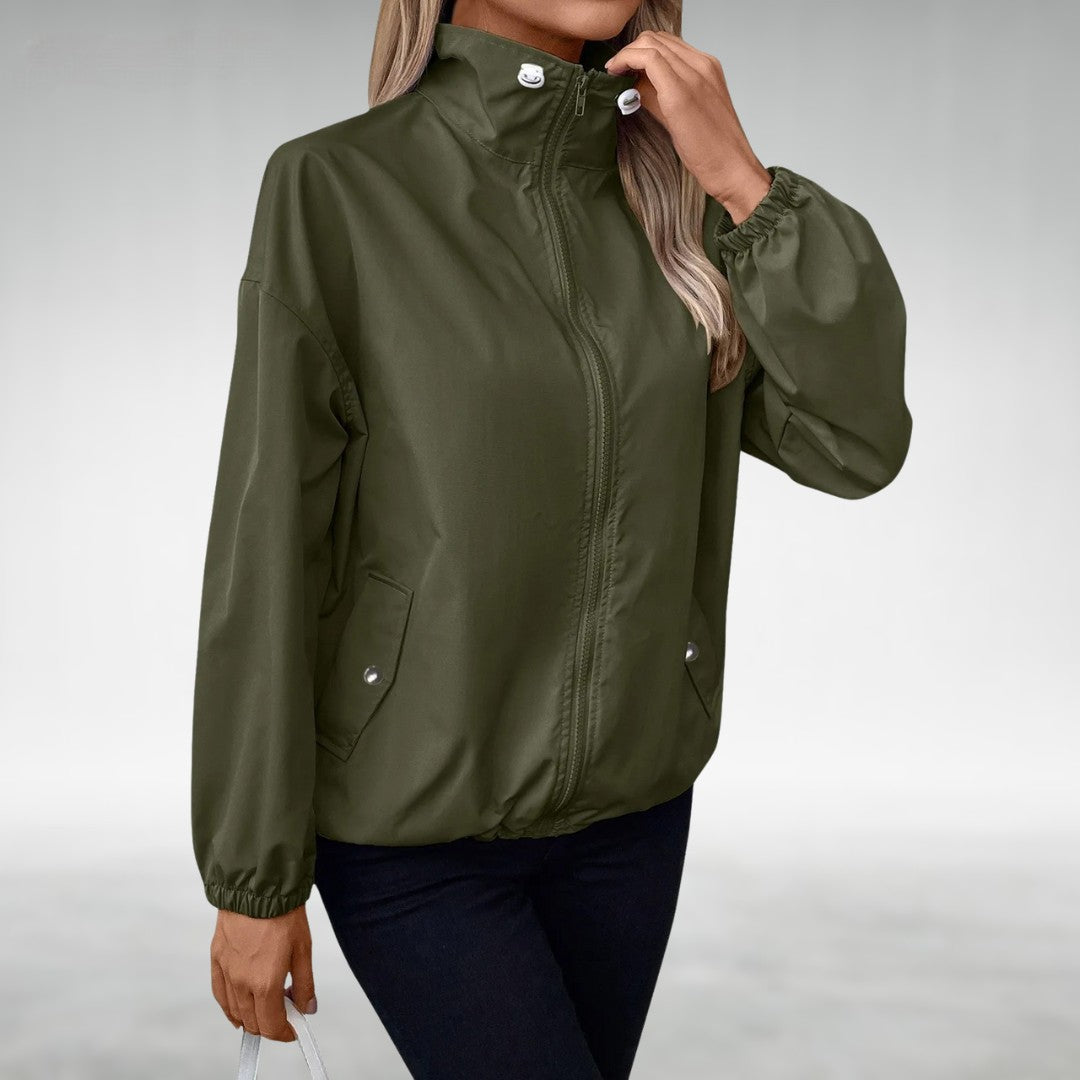 Leichte Übergangsjacke Damen Mit Stehkragen Und Zipper | Windbreaker