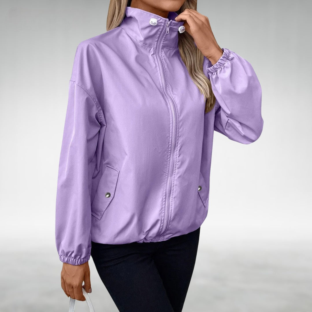 Leichte Übergangsjacke Damen Mit Stehkragen Und Zipper | Windbreaker