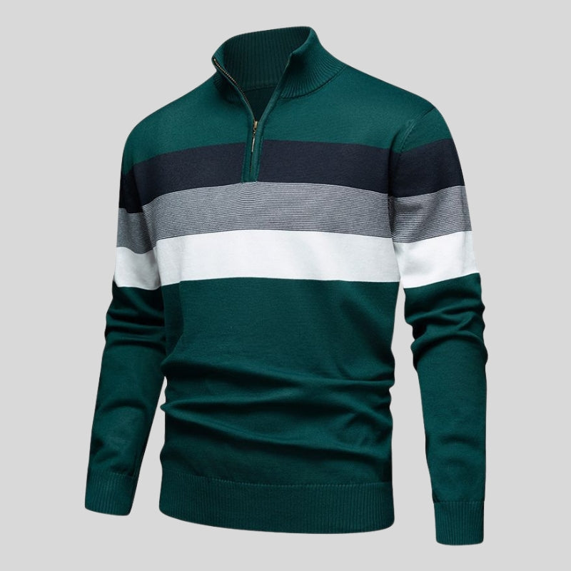 Leopold – Strickpullover mit Reißverschluss und gestreiftem Design