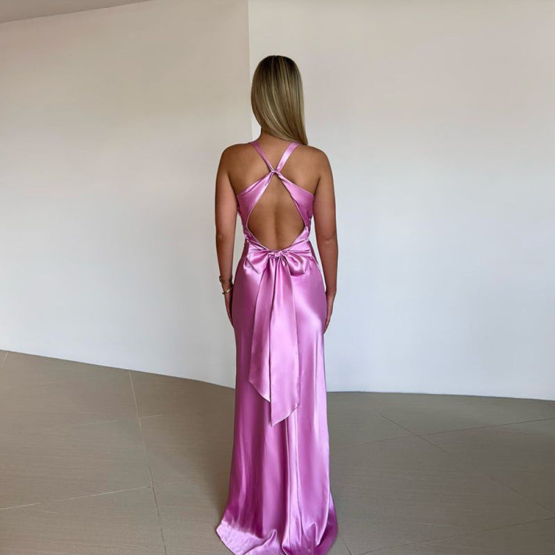 Lina | Damen Satin Maxikleid | Elegant