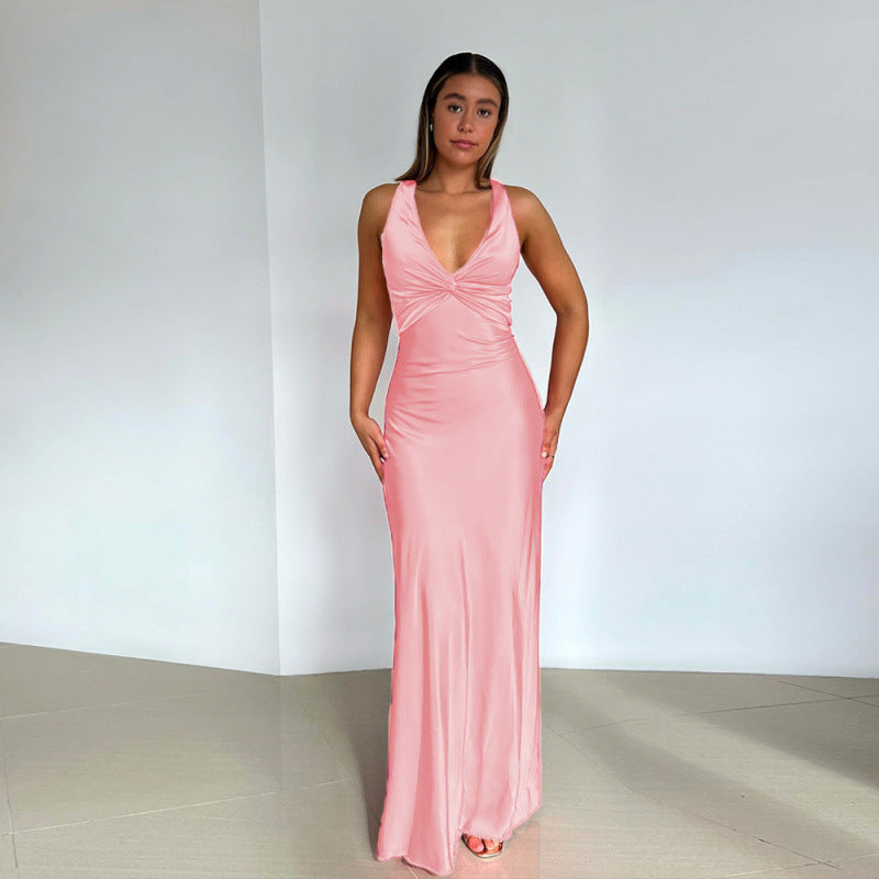Lina | Damen Satin Maxikleid | Elegant