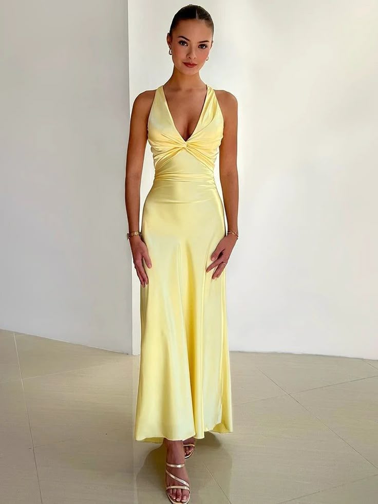 Lina | Damen Satin Maxikleid | Elegant