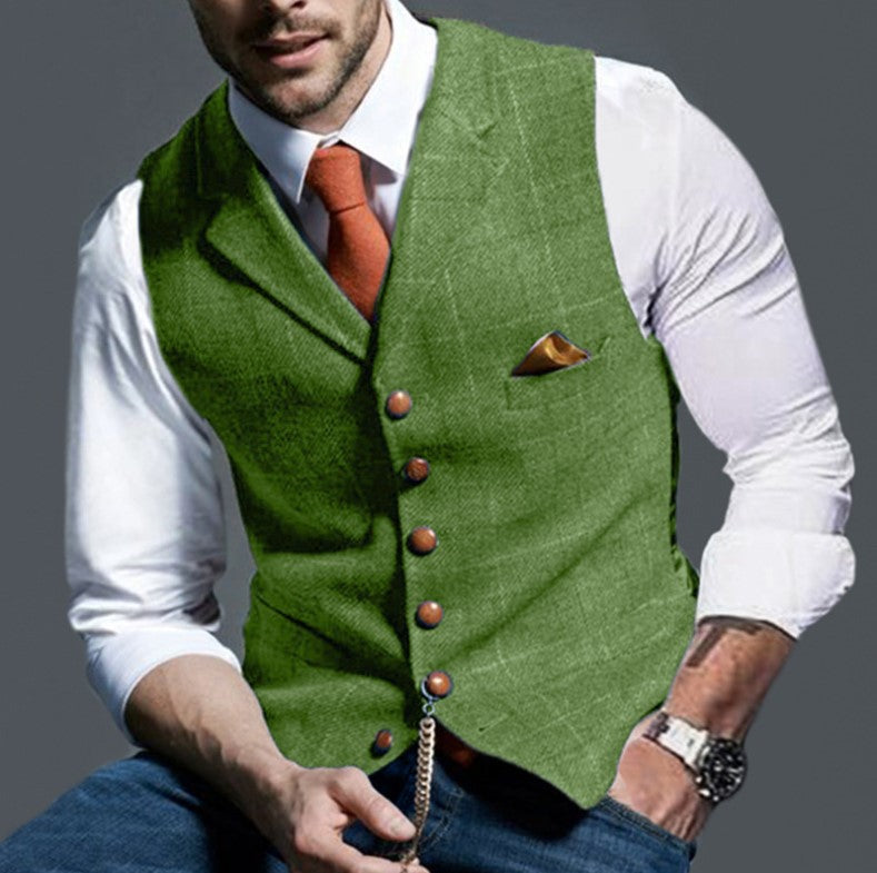 Maximilian - Slim-Fit Herrenweste mit Button-Detail und Taschenstecktuch