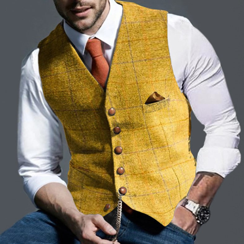 Maximilian - Slim-Fit Herrenweste mit Button-Detail und Taschenstecktuch