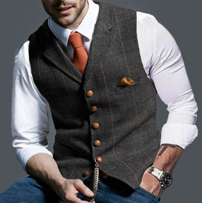 Maximilian - Slim-Fit Herrenweste mit Button-Detail und Taschenstecktuch