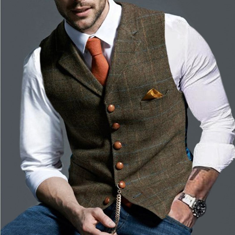 Maximilian - Slim-Fit Herrenweste mit Button-Detail und Taschenstecktuch