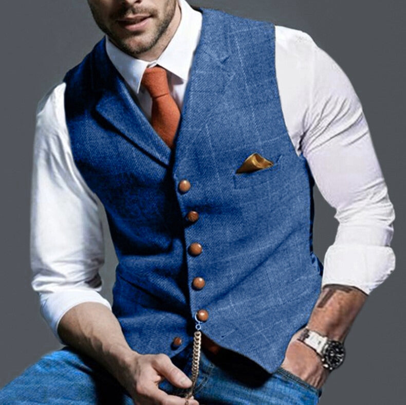 Maximilian - Slim-Fit Herrenweste mit Button-Detail und Taschenstecktuch