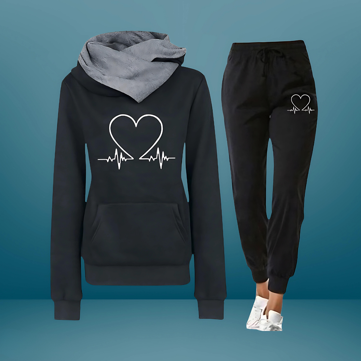 Modernes Damen Loungewear Set Mit Druckmotiv | Hose