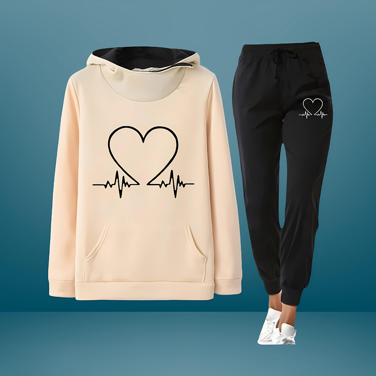 Modernes Damen Loungewear Set Mit Druckmotiv | Hose