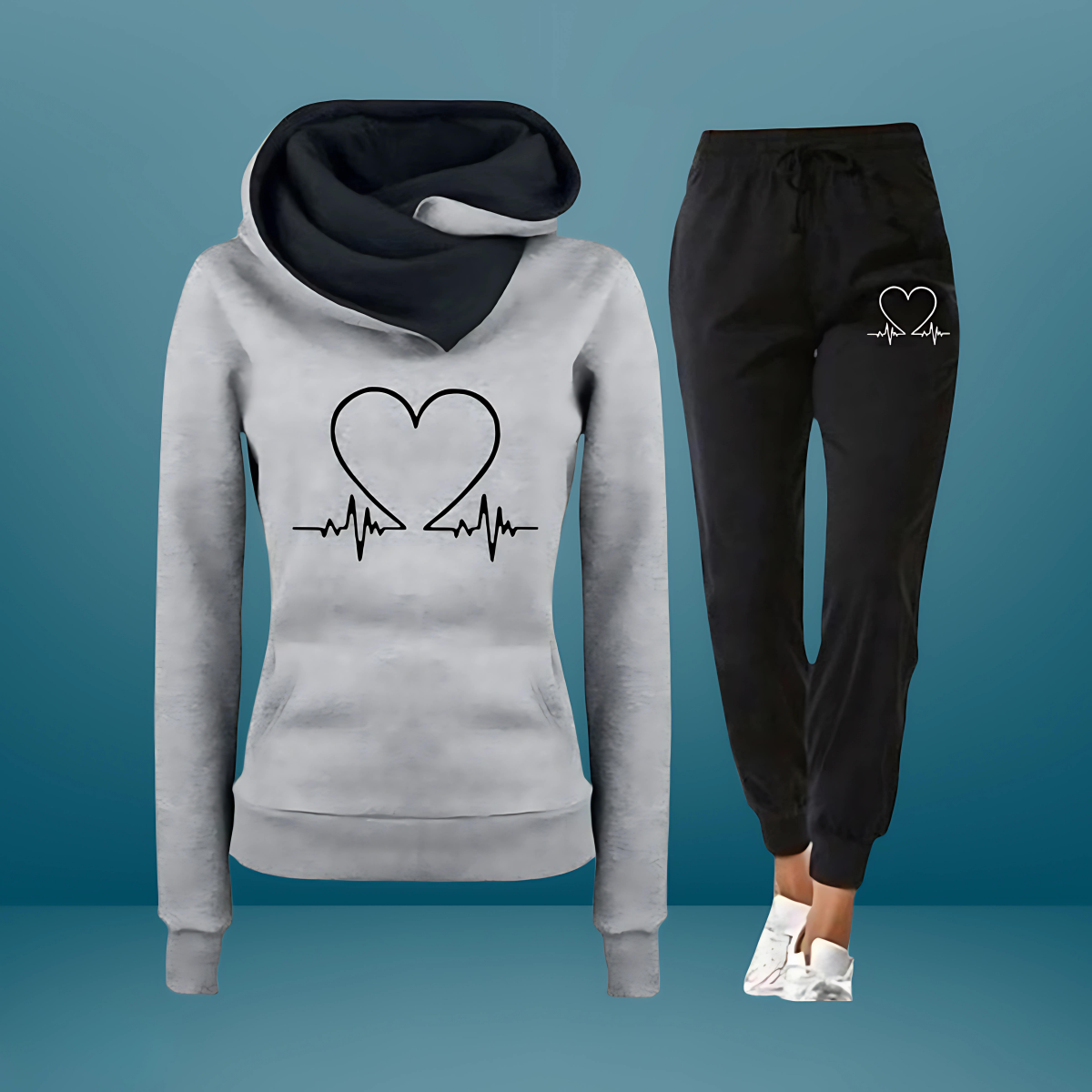 Modernes Damen Loungewear Set Mit Druckmotiv | Hose