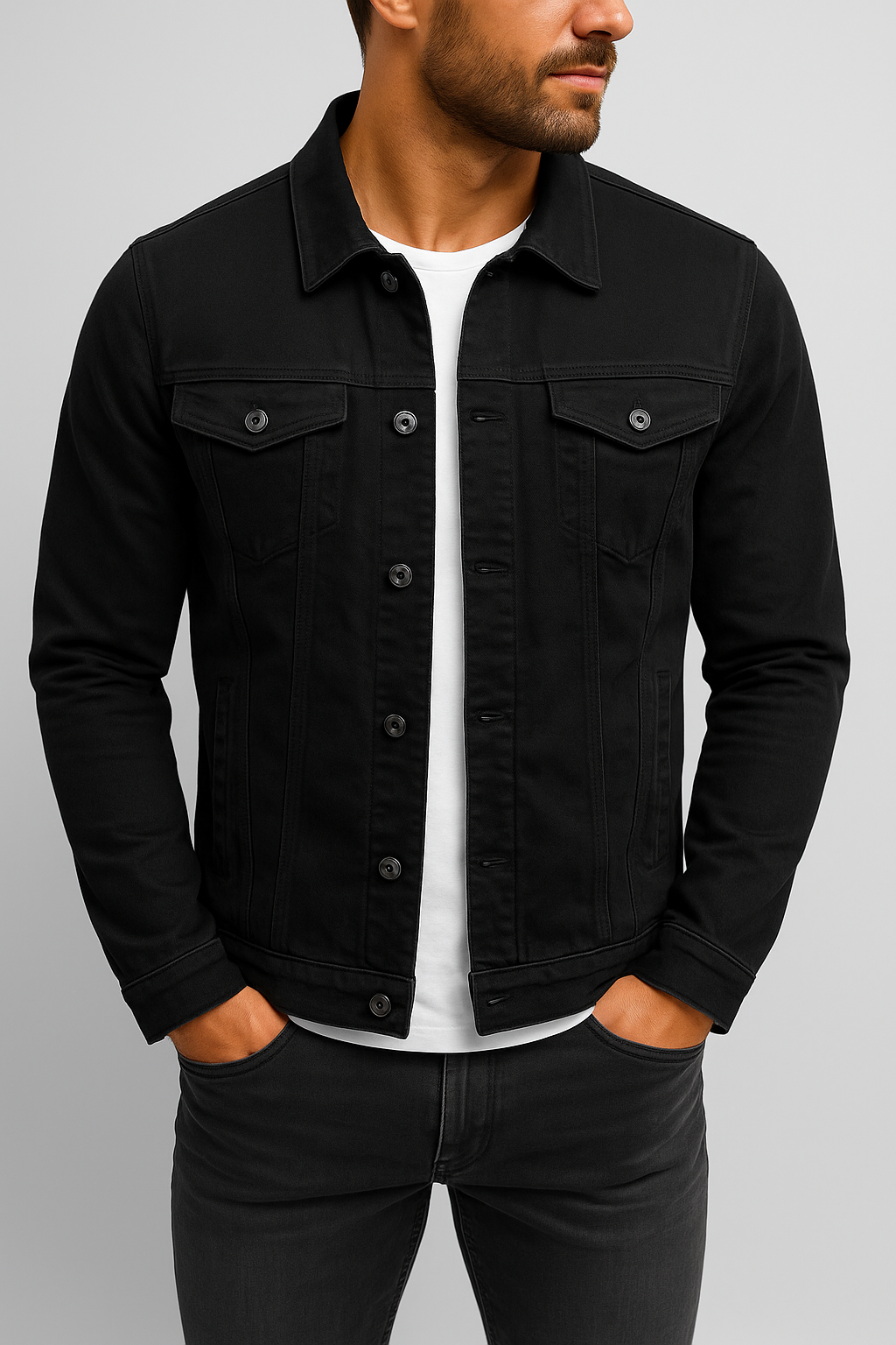 Nico - Slim-Fit Herren Jeansjacke mit klassischem Kragen