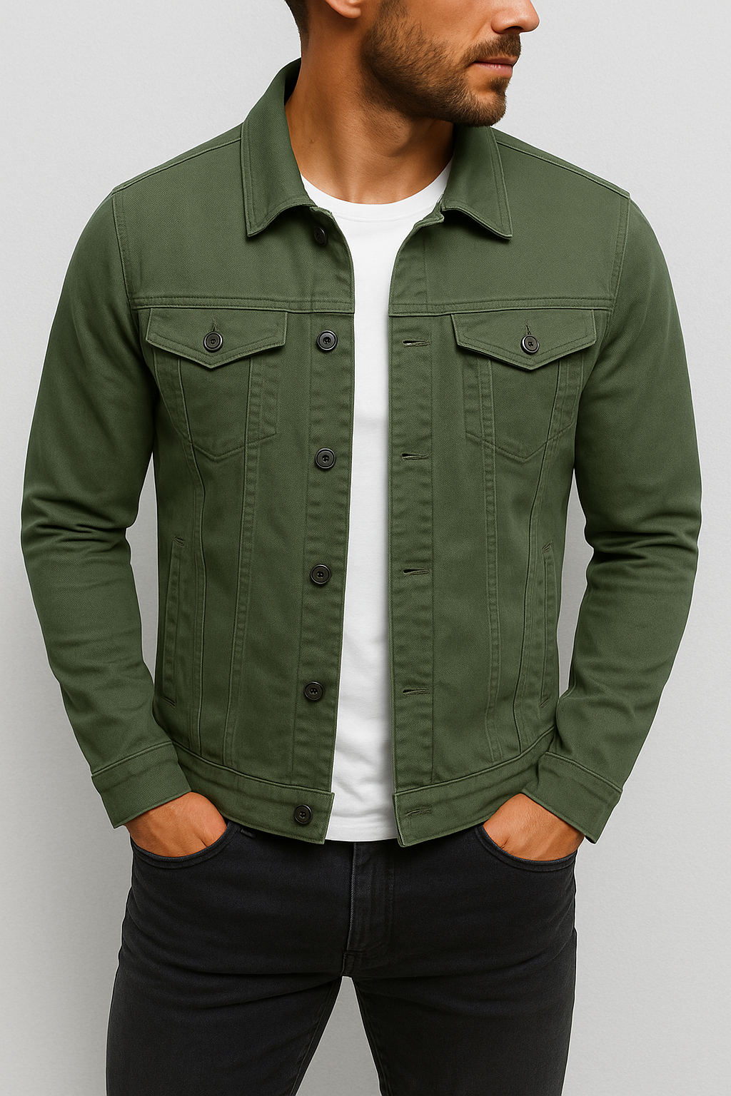 Nico - Slim-Fit Herren Jeansjacke mit klassischem Kragen