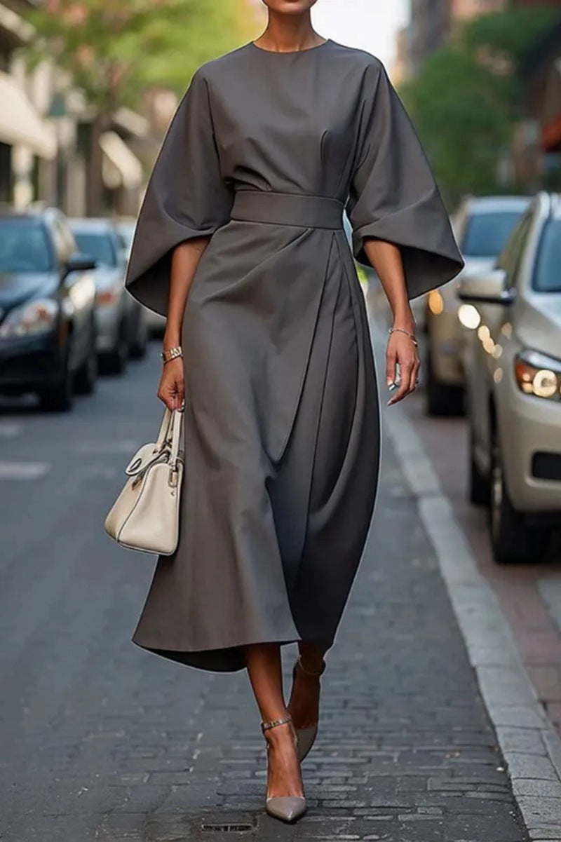 Aurevique - Vestido midi estructurado con mangas amplias