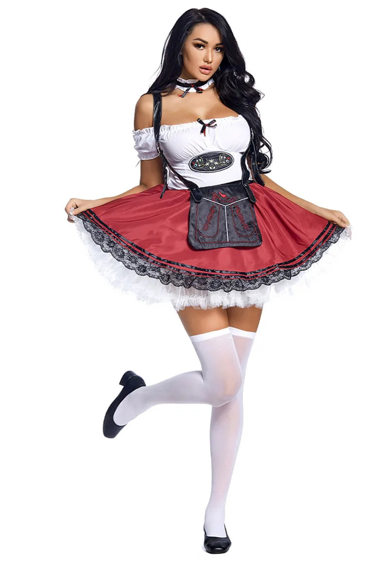 Oktoberfest Damen Dirndl Kleid Schulterfrei | Tracht Outfit