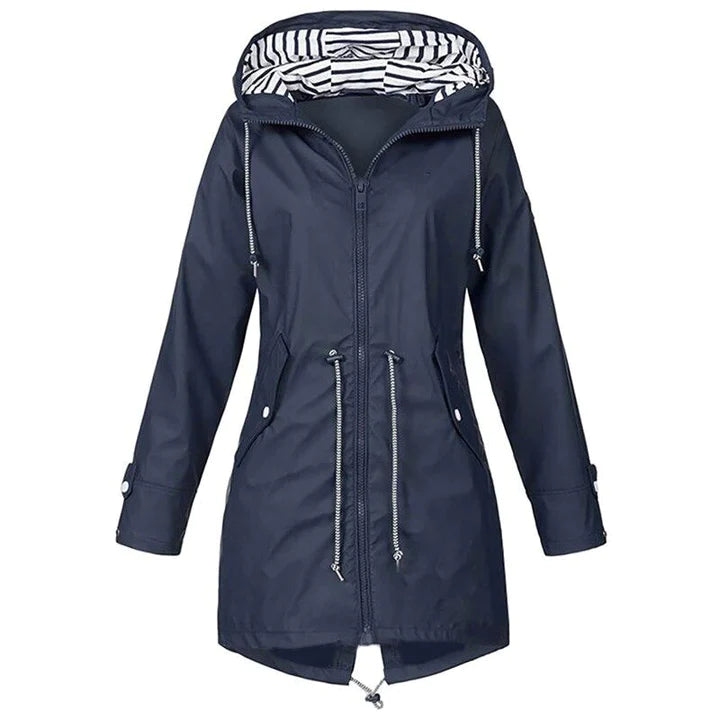 Regenjacke Damen Mit Kapuze Und Taillenzug | Lang