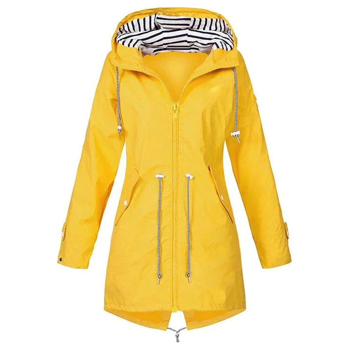 Regenjacke Damen Mit Kapuze Und Taillenzug | Lang