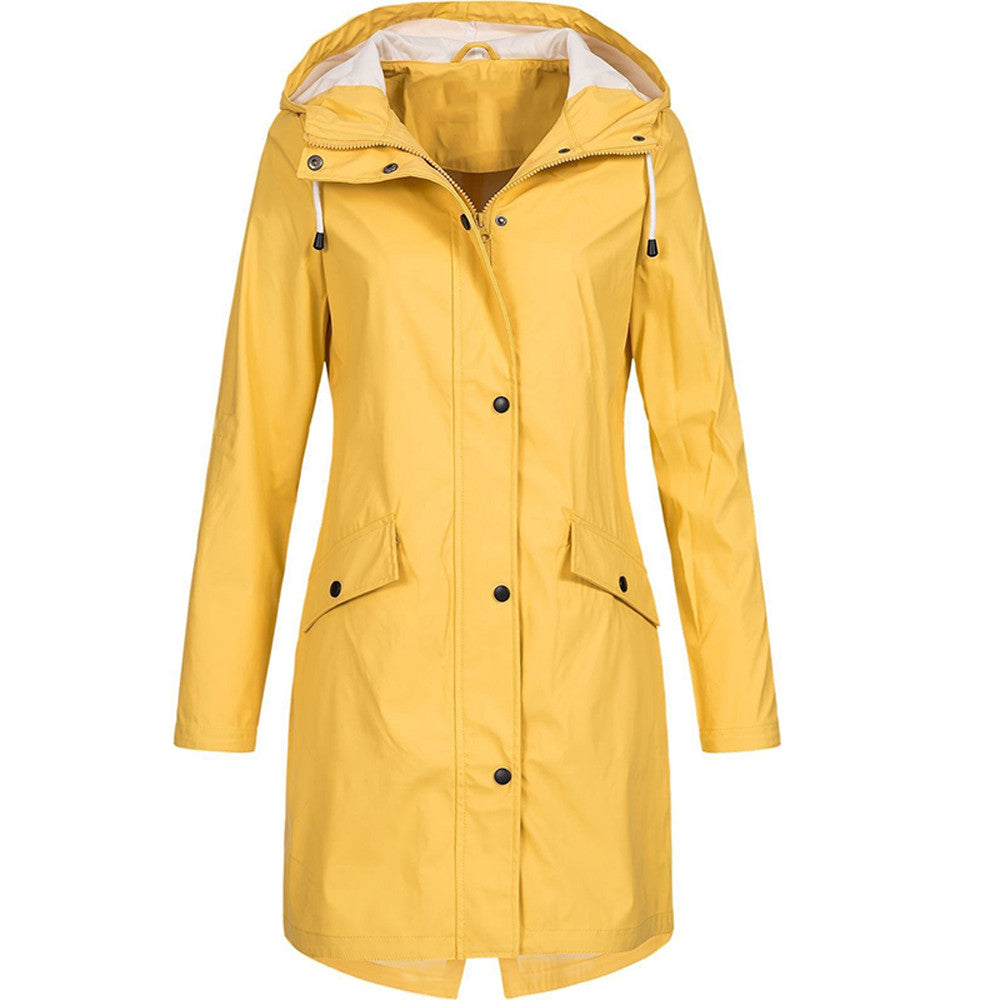 Regenjacke Damen Mit Kapuze Und Taschen | Lang