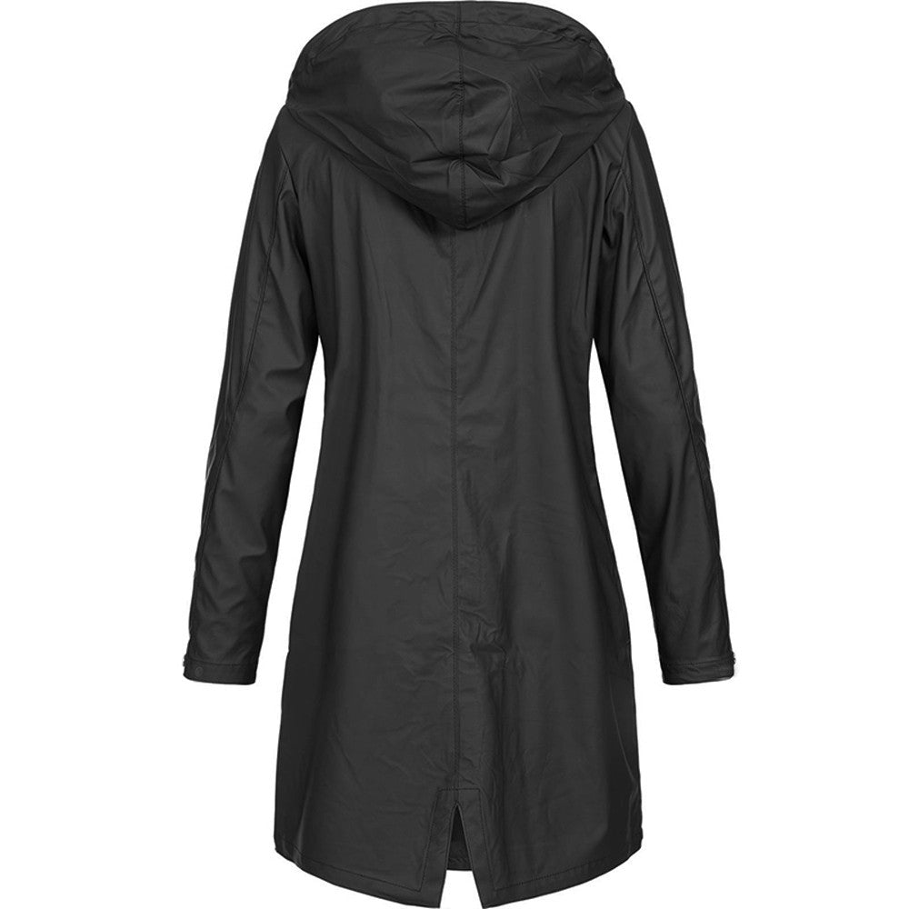 Regenjacke Damen Mit Kapuze Und Taschen | Lang
