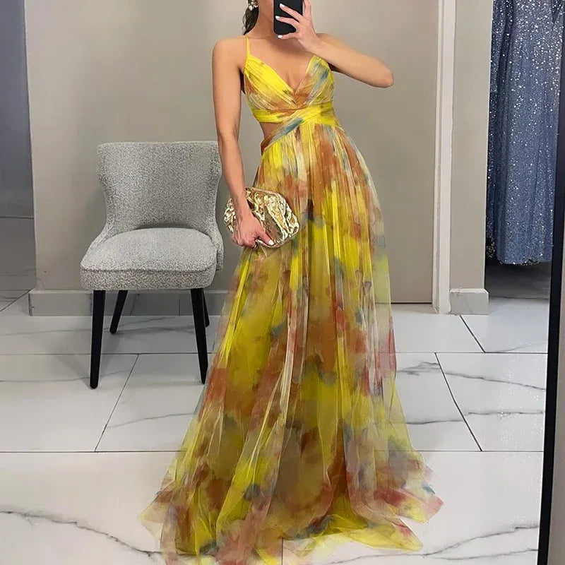 Evarelle - Sukienka maxi w kwiaty damska