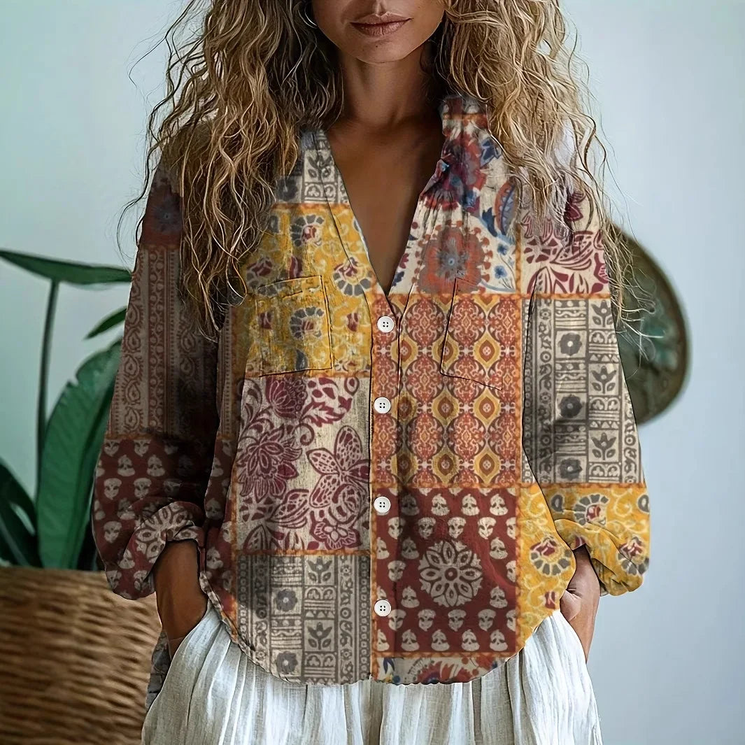 Cassie - Camicetta rilassata con stampa naturale