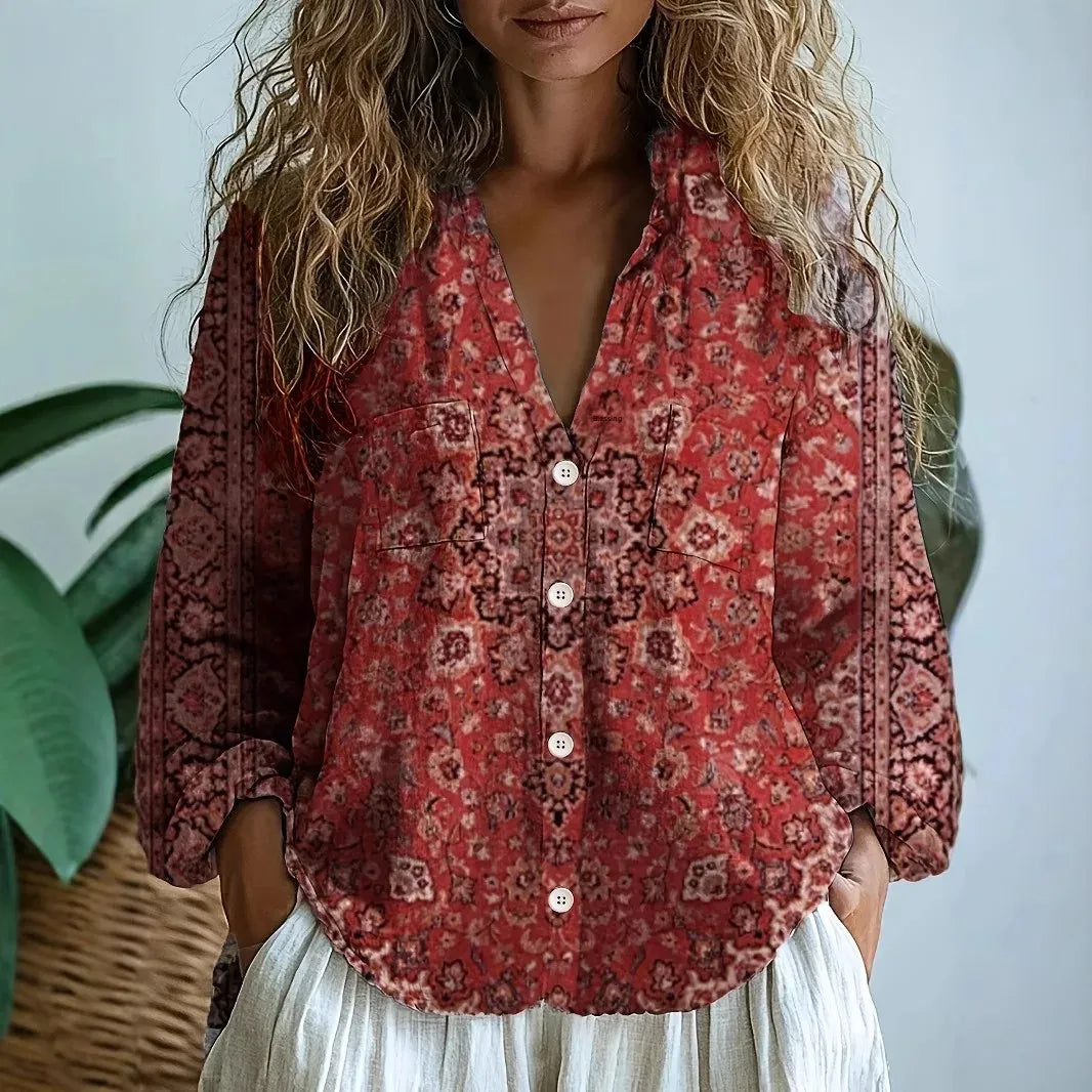 Cassie - Camicetta rilassata con stampa naturale