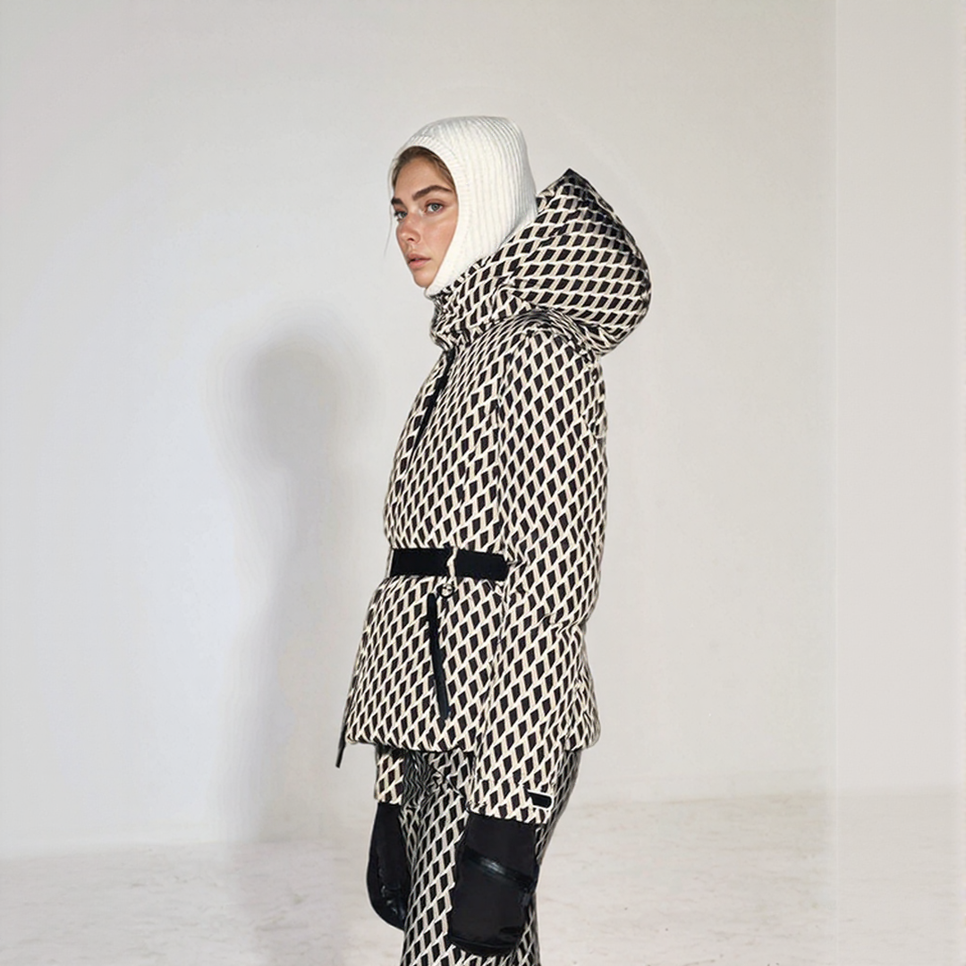 Skijacke Damen Mit Kapuze Und Gürtel | Muster