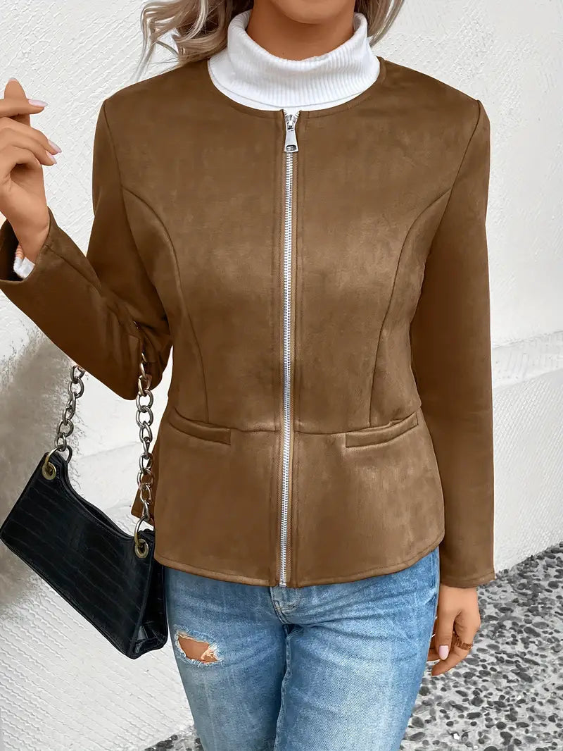 Softshell Übergangsjacke Damen Mit Zipper Und Taschen | Chic