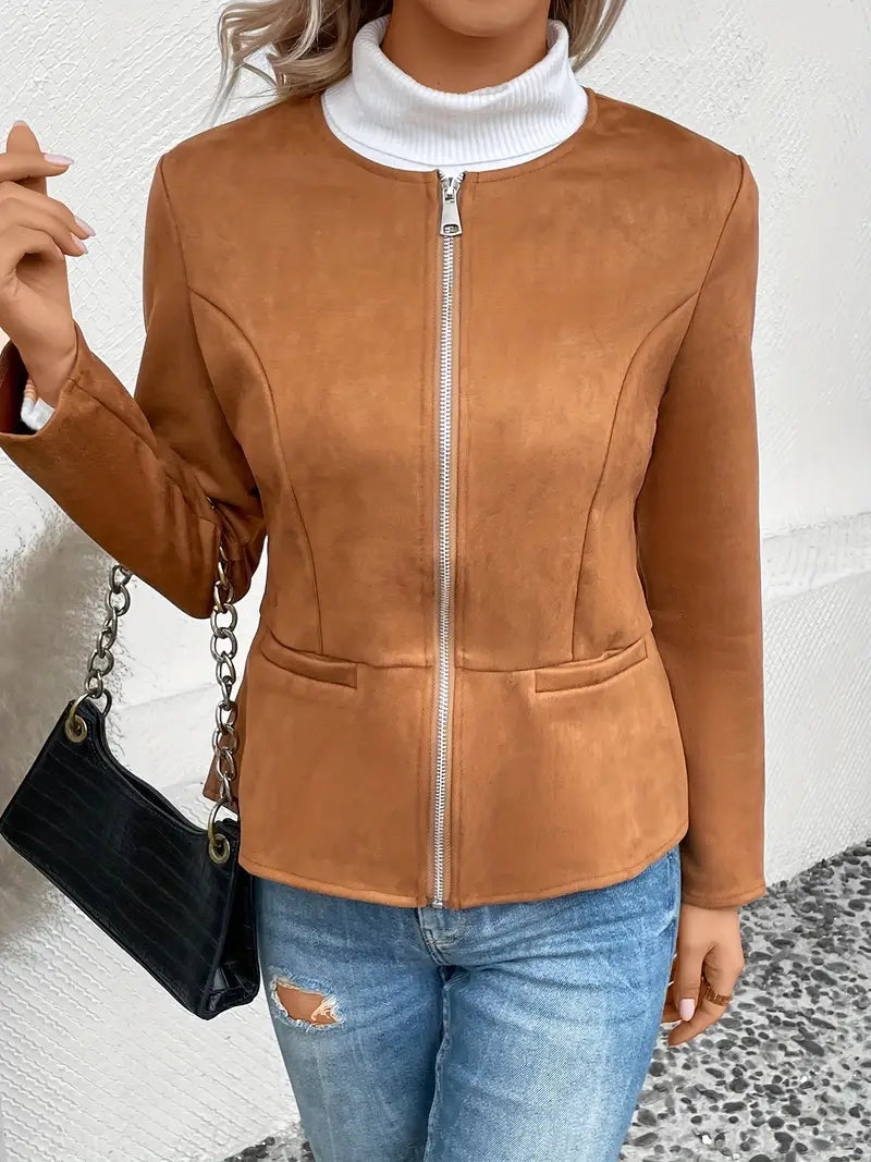 Softshell Übergangsjacke Damen Mit Zipper Und Taschen | Chic