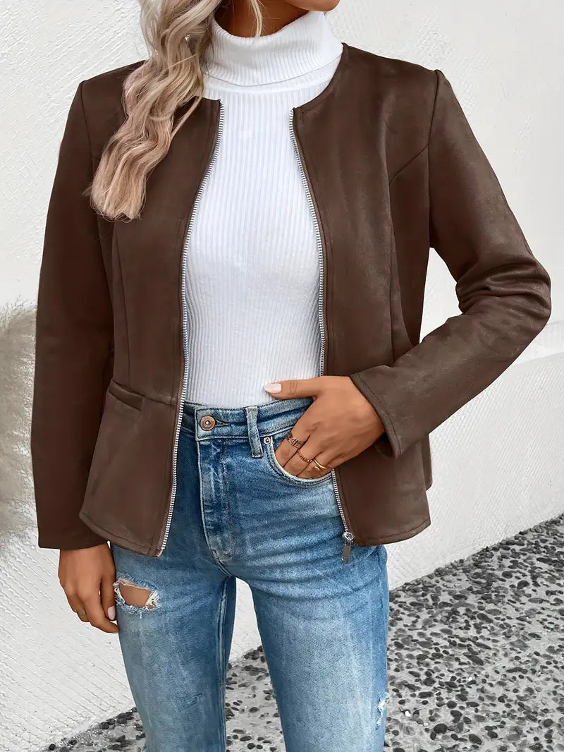 Softshell Übergangsjacke Damen Mit Zipper Und Taschen | Chic
