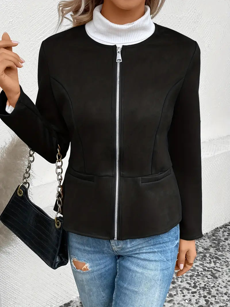 Softshell Übergangsjacke Damen Mit Zipper Und Taschen | Chic