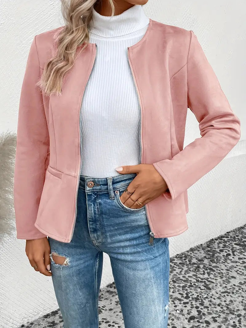 Softshell Übergangsjacke Damen Mit Zipper Und Taschen | Chic
